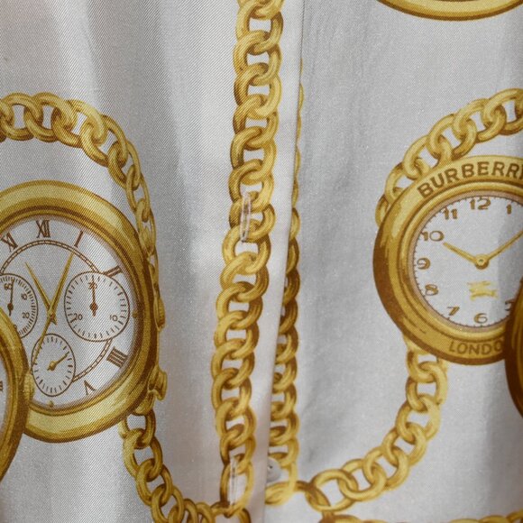 Vintage Long-sleeved, Burberrys Printed Silk Shirt US M- NWOT - Picture 5 of 12